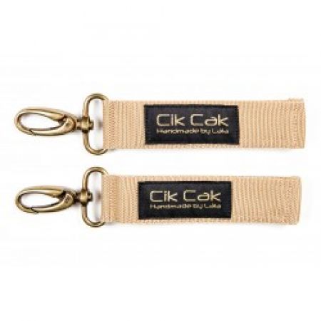 Cik Cak úchyty na kočárek - mosazná karabina  Tmavě béžová