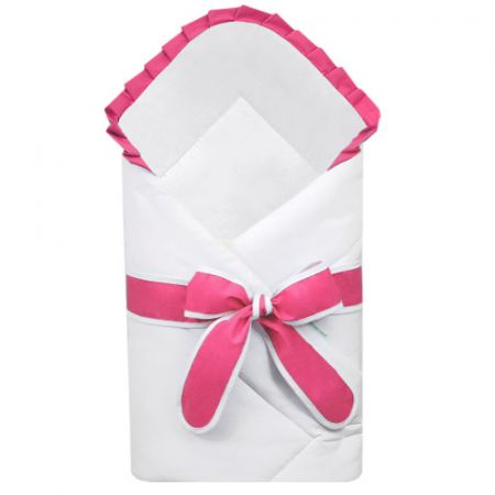 Babyrenka zavinovačka 80x80 cm Basic bílá s mašlí Uni fuchsia