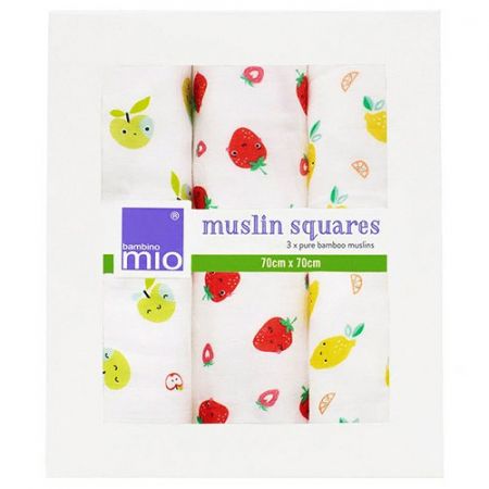 Bambino Mio plena mušelínová 70x70 cm 3 ks Cute Fruit