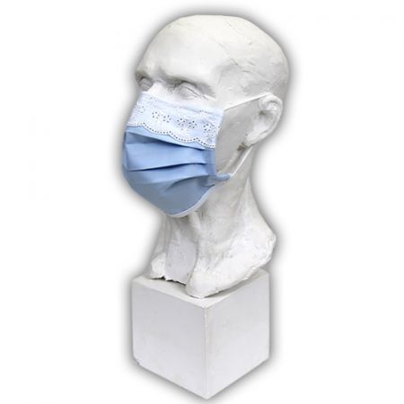 Babyrenka rouška bavlněná na gumu s drátkem a krajkou 18x10 cm 1ks Blue