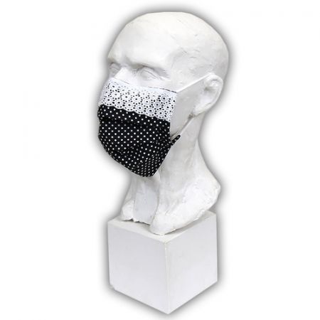 Babyrenka rouška bavlněná na gumu s drátkem a krajkou 18x10 cm 1ks Dots black