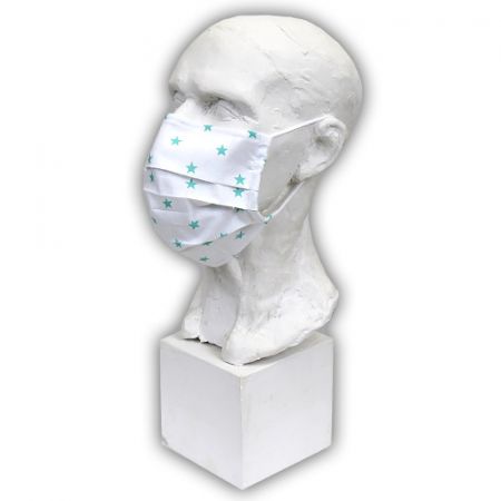 Babyrenka rouška bavlněná na gumu s drátkem a kapsou na filtr 18x10 cm 1ks Hvězdy mint