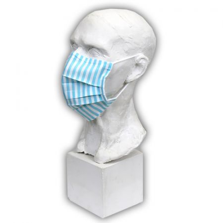 Babyrenka rouška bavlněná na gumu s drátkem a kapsou na filtr 18x10 cm 1ks Stripes tyrkys