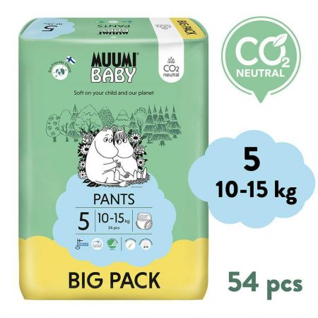 Muumi Baby Kalhotkové eko pleny Walkers 5 Maxi+ 10-15 kg 54 ks