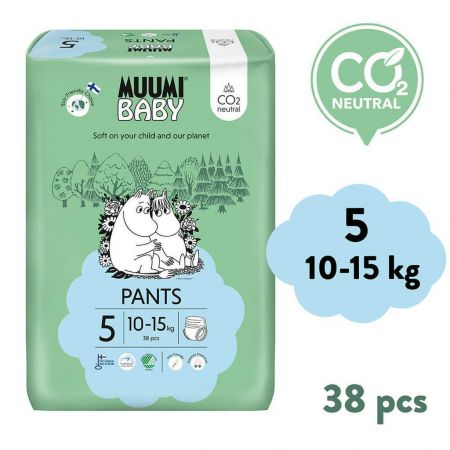 Muumi Baby Kalhotkové eko pleny Walkers 5 Maxi+ 10-15 kg 38 ks