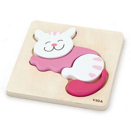 VIGA - Dřevěné puzzle pro nejmenší Viga Kočička