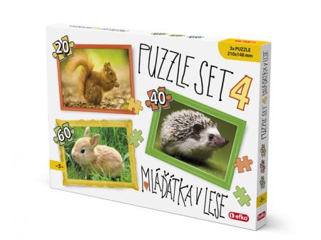Efko Puzzle SET 4 MLÁĎÁTKA V LESE 20,40,60 dílků (A5)