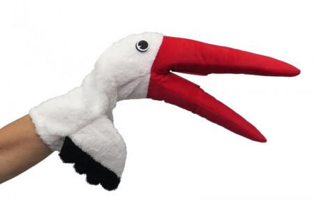 Čáp 48cm, klapací maňásek