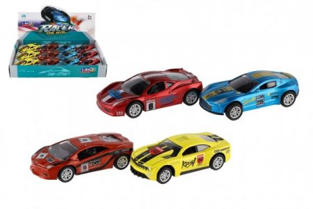 Teddies Auto závodní kov/plast 8,5cm na zpětné natažení 4 barvy 12ks v boxu