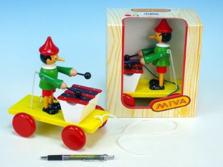 Miva Pinocchio s xylofonem tahací dřevo 20cm v krabičce