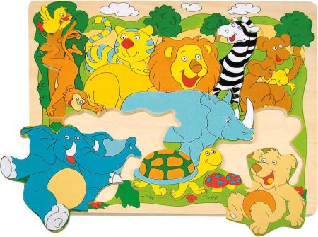 Woody Puzzle na desce ´´Veselá africká zvířátka´´