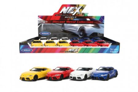 Teddies Auto Welly Toyota Supra kov/plast 12cm 4 barvy na zpětné natažení 12ks v boxu