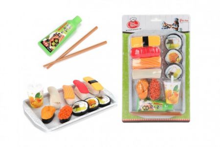 Teddies Sada potravin sushi plast s prkénkem s doplňky na kartě 18x29x5cm