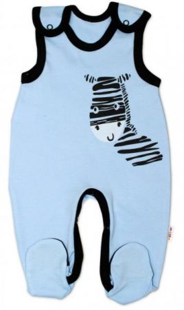 Kojenecké bavlněné dupačky Baby Nellys, Zebra - modré, vel. 74, 74 (6-9m)