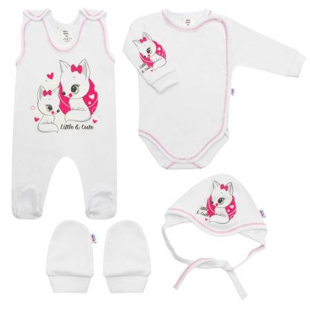 Soupravička 4-dílná New Baby Miss Fox Růžová 56 (0-3m)