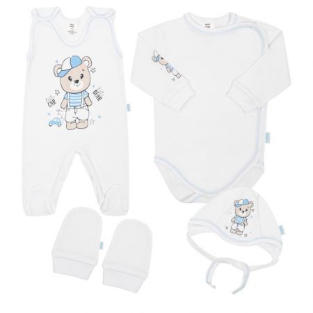 Soupravička 4-dílná New Baby Sweet teddy bear Růžová 56 (0-3m)