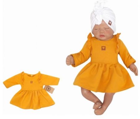 Z&Z Z&Z Dětské teplákové šatičky/tunika Princess - hořčicové, vel. 74, 74 (6-9m)