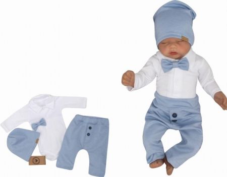 Z&Z Z&Z 4-dílná sada Elegant Boy, body, kalhoty, motýlek a čepice, modrá/bílá, vel. 74, 74 (6-9m)