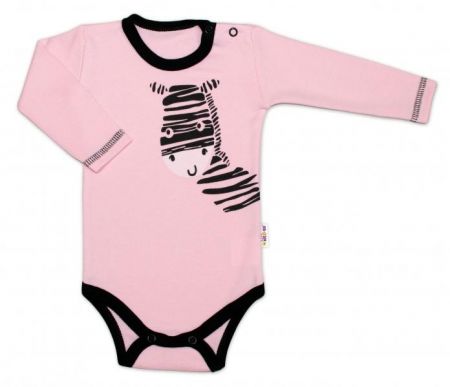 Baby Nellys Body dlouhý rukáv, růžové, Zebra, vel. 74, 74 (6-9m)