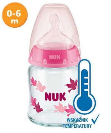 NUK 747114 SKLENĚNÁ LÁHEV 120 INDIKÁTOR TEPLOTY 0-6