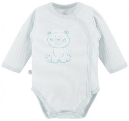 EEVI Kojeneké body dl. rukáv, zapínání bokem Big Bear proužky, mátové, 62 (2-3m)