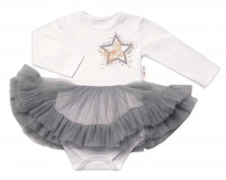 Mrofi Sukničkobody dl. rukáv s týlem Butterfly - bílá/šedozelená, vel. 80, 80 (9-12m)