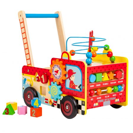 Vzdělávací dřevěné chodítko Ecotoys Hasičský vůz