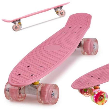 Ikonka Pennyboard se svíticími LED kolečky růžový