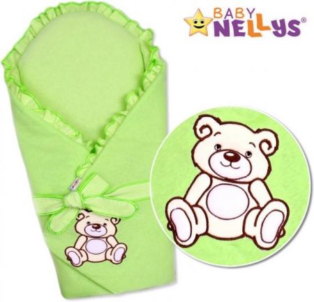 Baby Nellys Zavinovačka s výztuží Teddy Bear -jersey - zelená