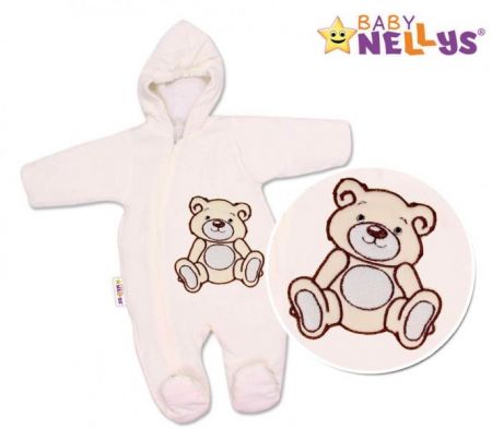 BABY NELLYS Zimní kombinézka/overálek Teddy Bear - smetanová, 56 (1-2m) ,62 (2-3m)