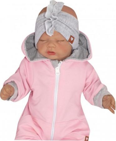 Z&Z Z&Z Stylová bavlněná Čelenka/Turban, šedá, 56-68 (0-6 m)