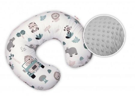 Baby Nellys Kojící polštář 125 cm, bavlna, minky, Baby Safari - bílá/šedá