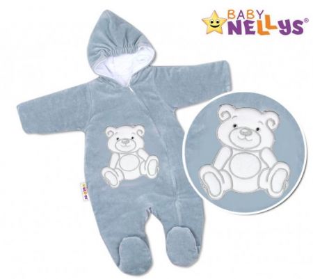 BABY NELLYS Kombinézka/overálek Teddy Bear, velikost: 68 - šedá, 68 (3-6m)
