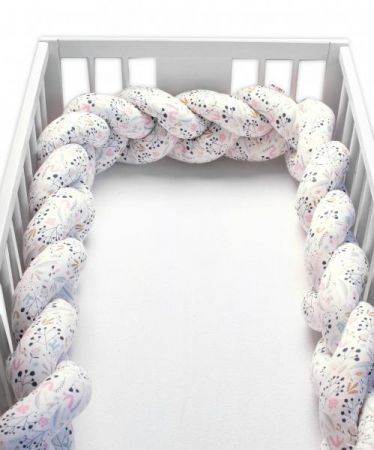 Baby Nellys Bavlněný mantinel pletený cop - Jeřabina, bílá