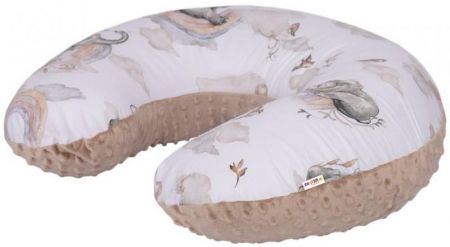 Baby Nellys Kojící polštář 125 cm, bavlna, minky, Slon a duha - bílá/béžová