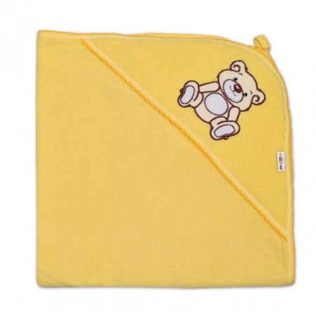 Baby Nellys Dětská osuška Teddy Bear s kapucí, roz. 80 x 80 cm - krémová,žlutá