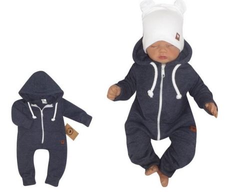 Z&Z Z&Z Dětský teplákový overálek s kapucí, jeans, vel. 68, 68 (3-6m)