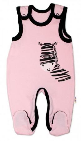 Kojenecké bavlněné dupačky Baby Nellys, Zebra - růžové, vel. 56, 56 (1-2m)