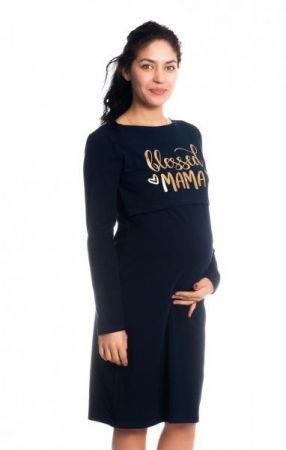 Be MaaMaa Těhotenská, kojící noční košile Blessed Mama - granátová, S/M