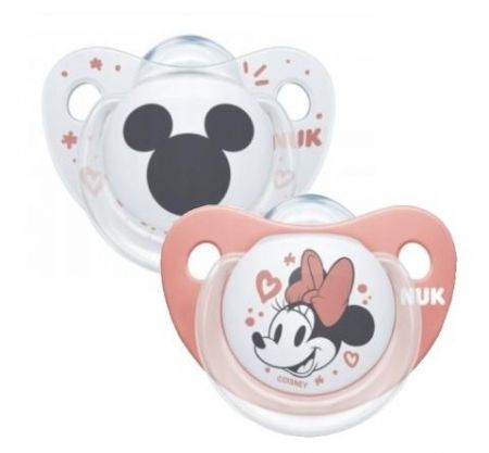 NUK Symetrický dudlík - Minnie, transparentní růžová/bílá, 6-18m