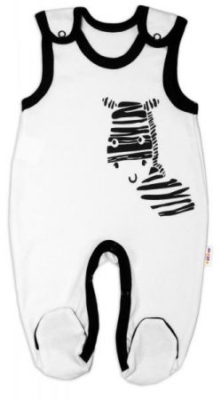 Kojenecké bavlněné dupačky Baby Nellys, Zebra - bílé, 50 (0-1m)