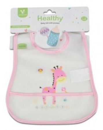 Cangaroo Nepromokavý bryndáček s kapsou Baby Bib Healthy - růžový