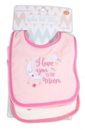 Cangaroo Cangoroo Dětský bryndáček Baby Bib Tibby - růžový, 3 ks