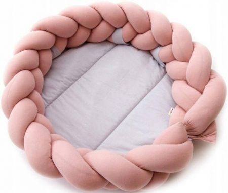 Baby Nellys Luxusní sada hnízdečko/pletený mantinel 2v1, pudrový