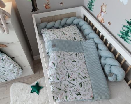 Baby Nellys 2-dílná sada do kočárku, kolébky, hnízdečka, Vafel, 3v1, bavlna LUX, Kapradí