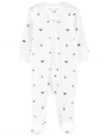 CARTERS CARTER'S Overal na zip Sleep&Play White Animals neutrál 3m