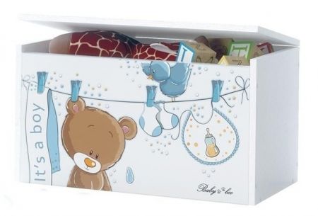 BabyBoo Box na hračky, truhla Medvídek Ouško sv. modré s bílou