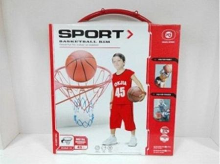 Ikonka Basketbalová kovová obroučka s míčem a síťkou