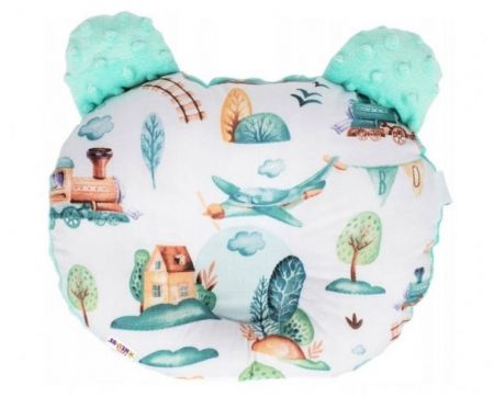 Baby Nellys Bavlněný polštářek s minky Teddy, Vláček a letadlo
