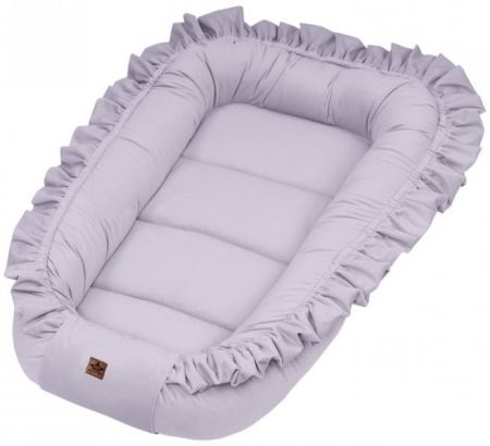 Baby Nellys Luxusní velvet hnízdečko s volánem, šedé